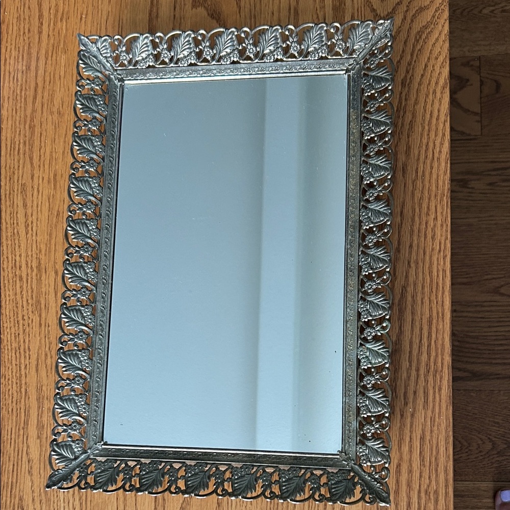 Vintage brass and glass tray